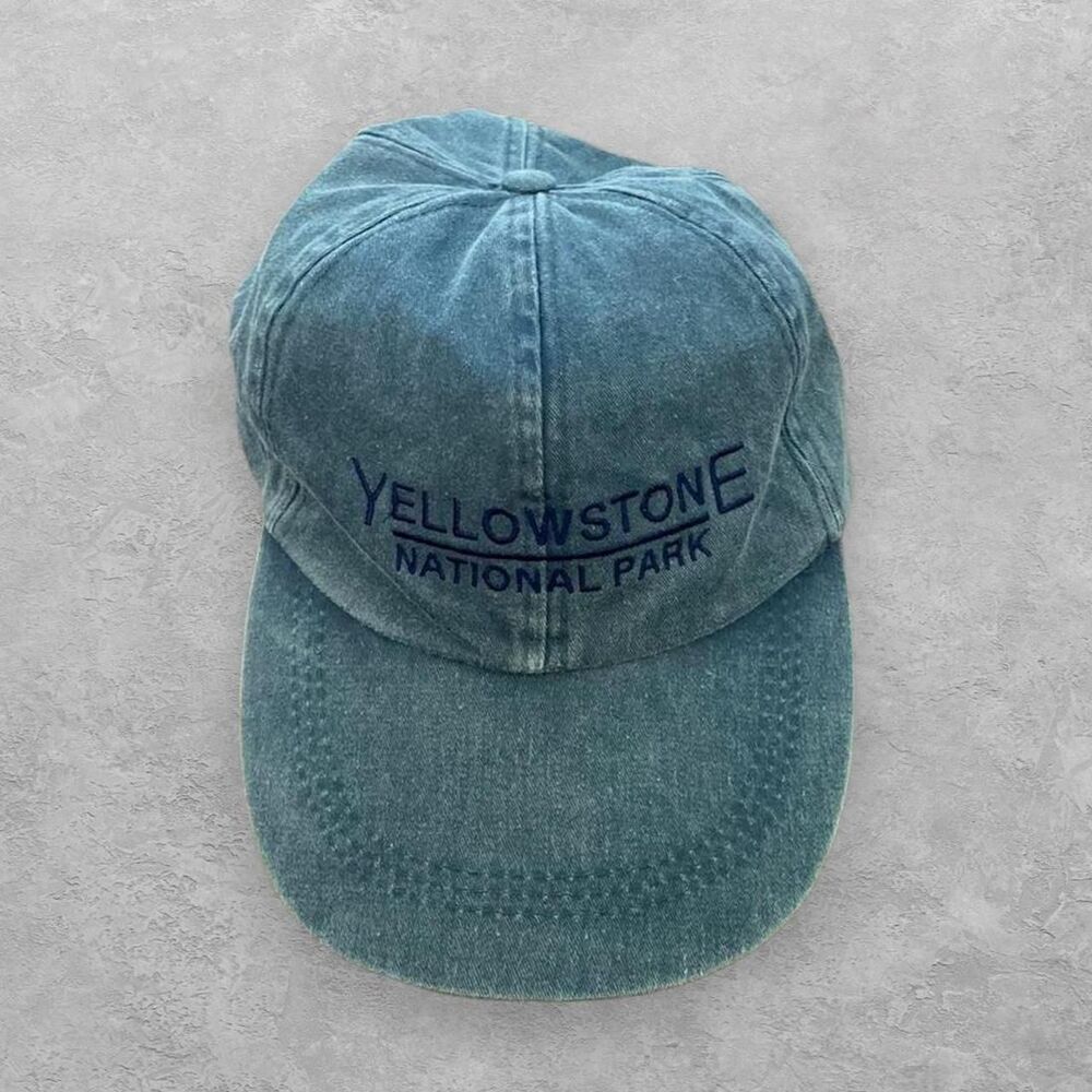 VTG 90s Yellowstone National Park Fahrenheit Dad Cap Faded Green Gorpcore